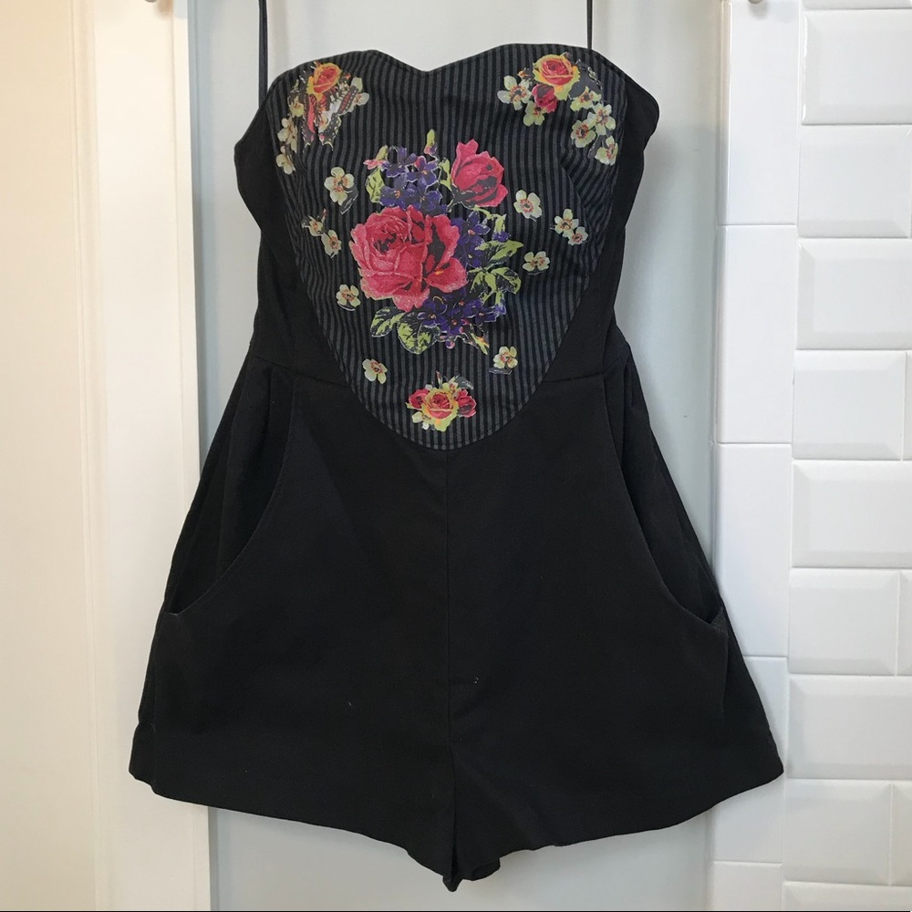 Cute strapless black and floral Romper